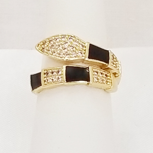 Snake Stackable Women's Ring.  Black. 14K Gold Plated. New - Picture 9 of 12